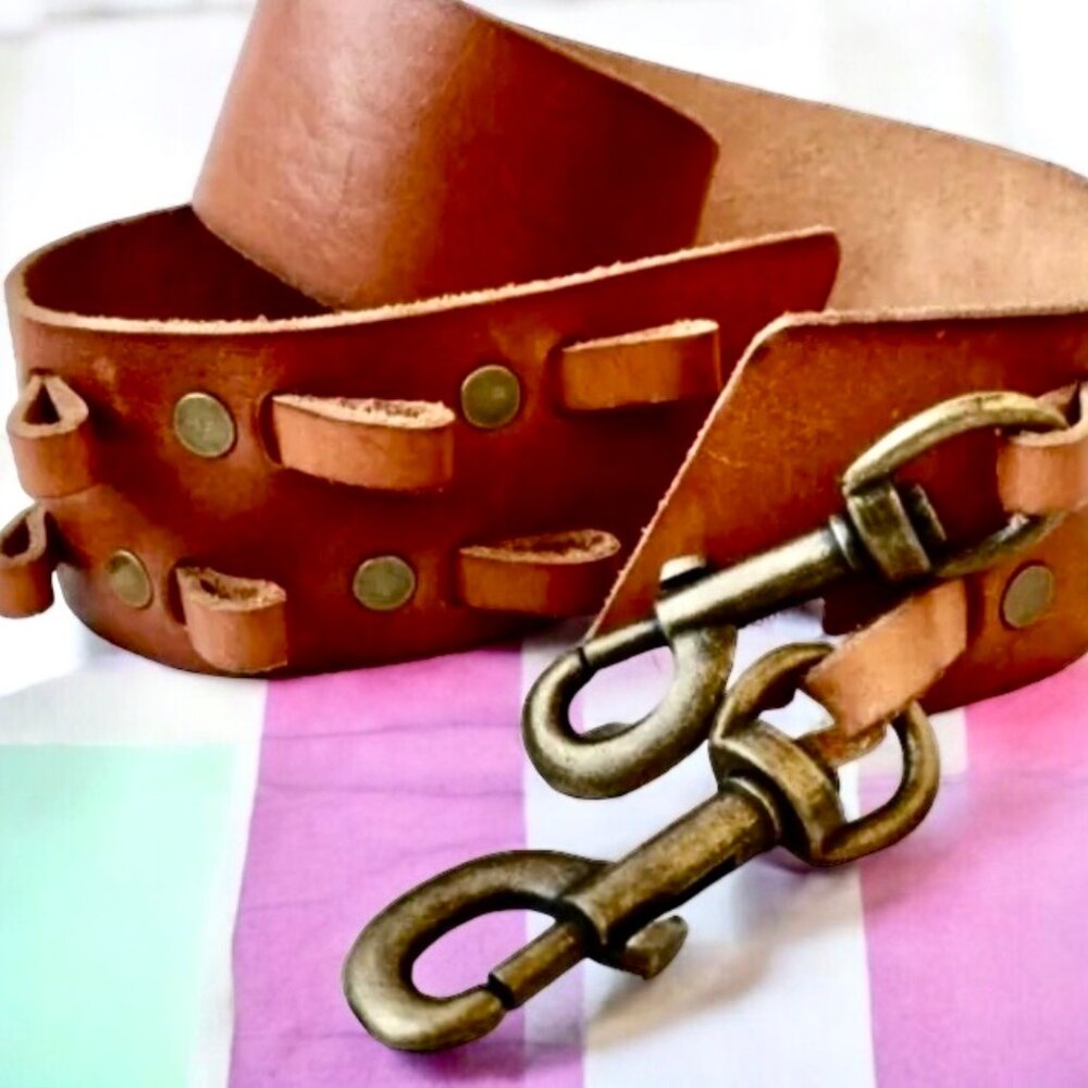 Linea Pelle Brown Leather Belt Snaps Vintage